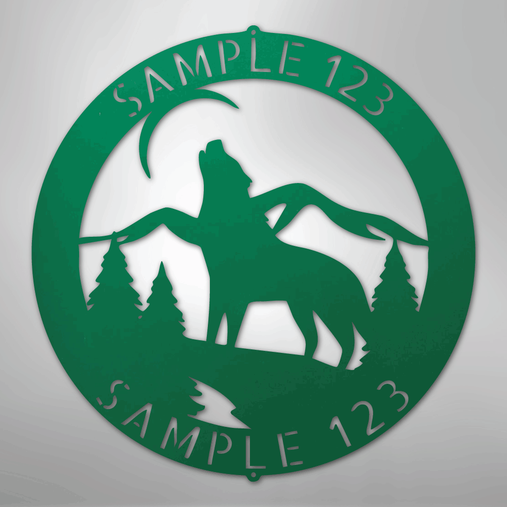 Howling Wolf Monogram - Steel Sign