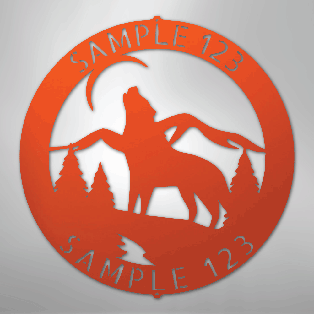 Howling Wolf Monogram - Steel Sign