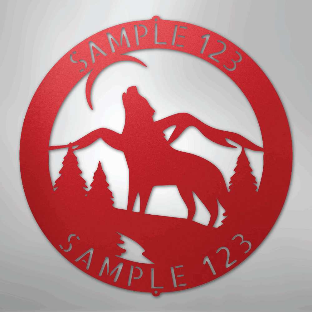 Howling Wolf Monogram - Steel Sign