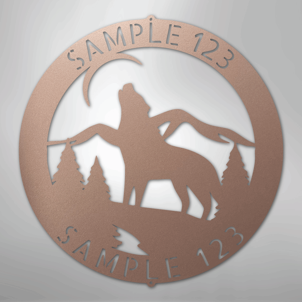 Howling Wolf Monogram - Steel Sign