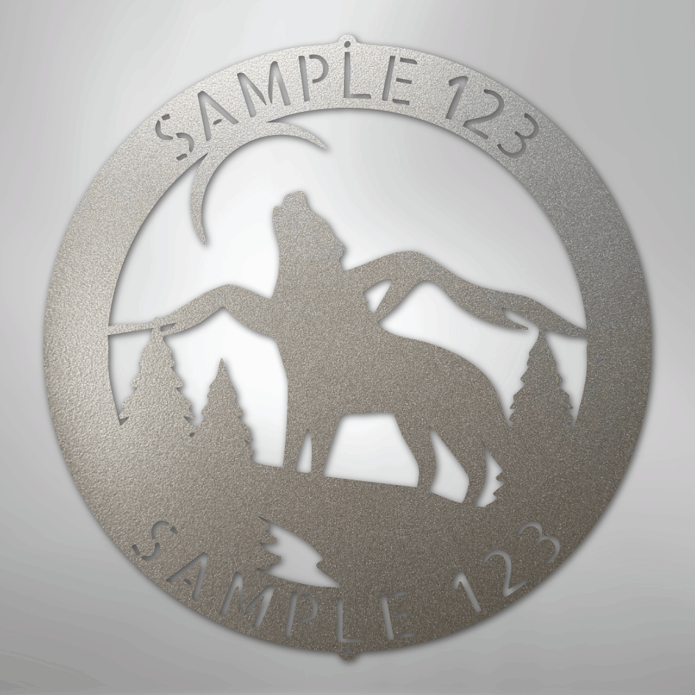 Howling Wolf Monogram - Steel Sign
