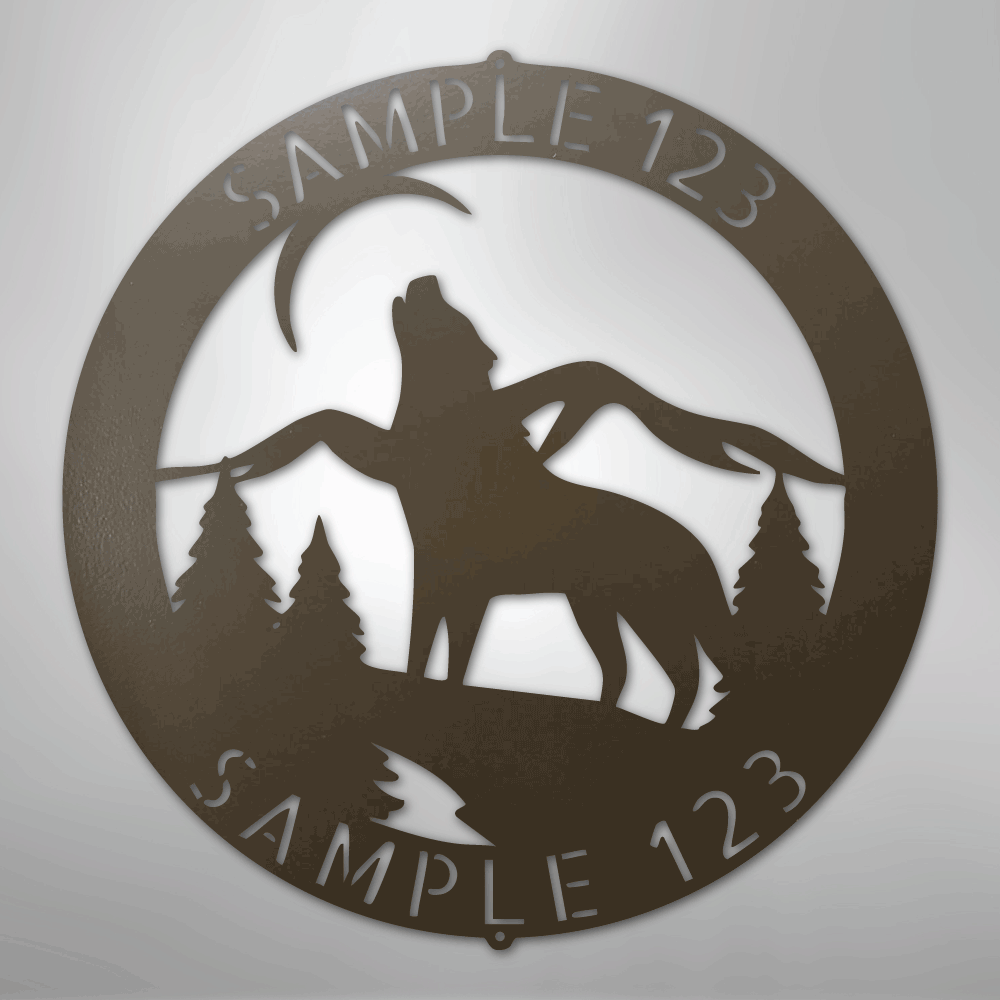 Howling Wolf Monogram - Steel Sign