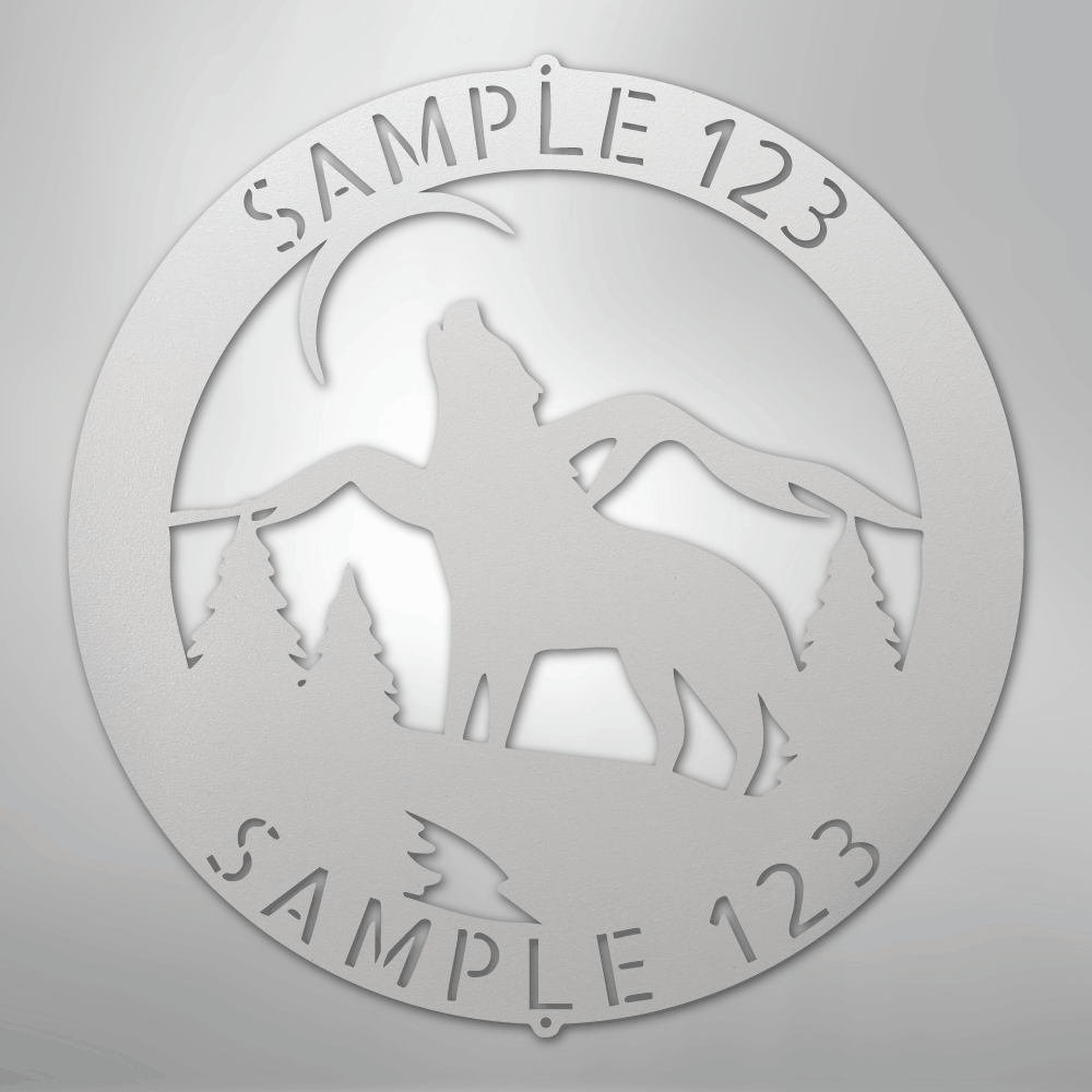 Howling Wolf Monogram - Steel Sign