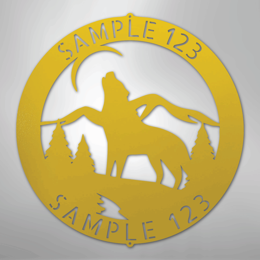Howling Wolf Monogram - Steel Sign