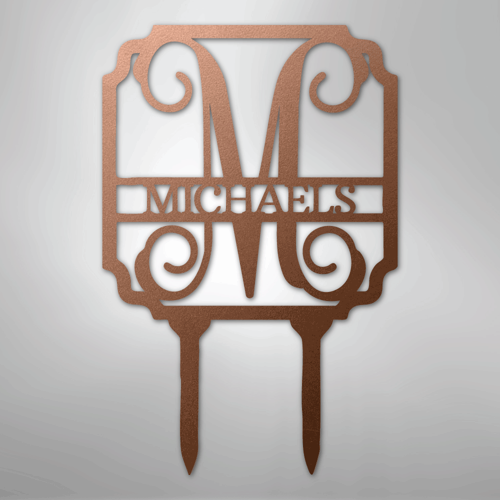Vine Stake Monogram - Steel Sign
