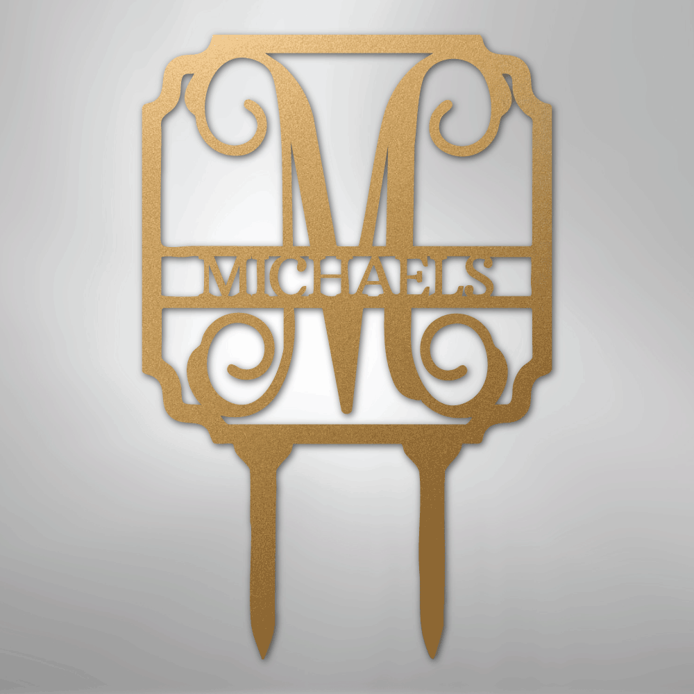 Vine Stake Monogram - Steel Sign