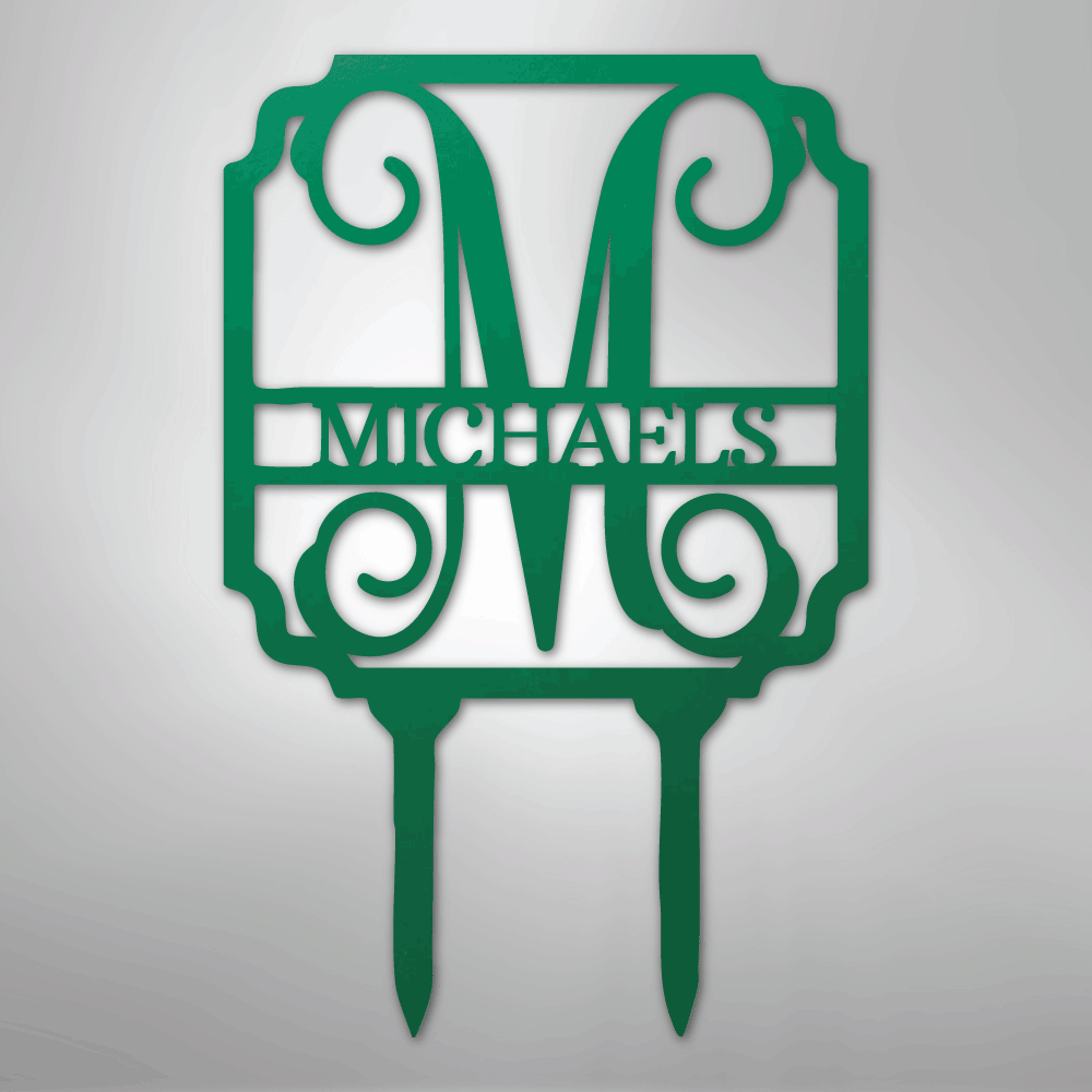 Vine Stake Monogram - Steel Sign