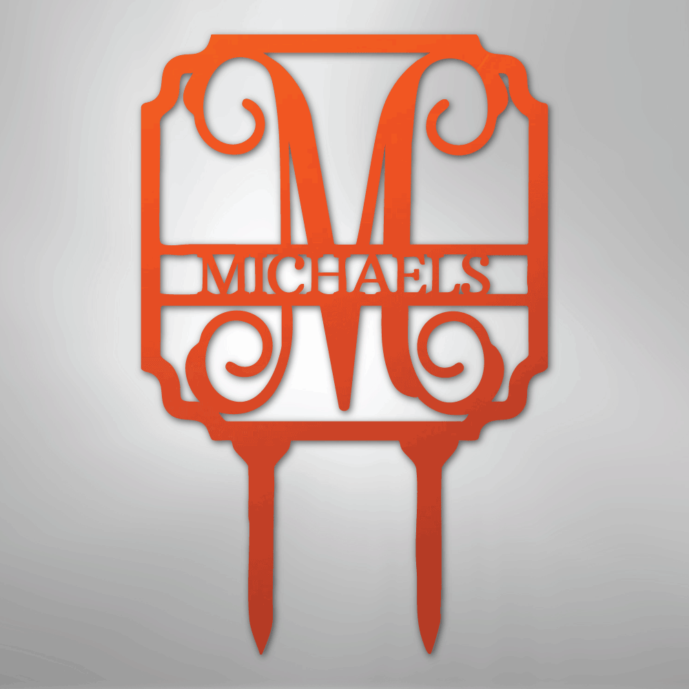 Vine Stake Monogram - Steel Sign