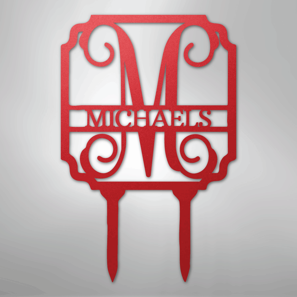 Vine Stake Monogram - Steel Sign
