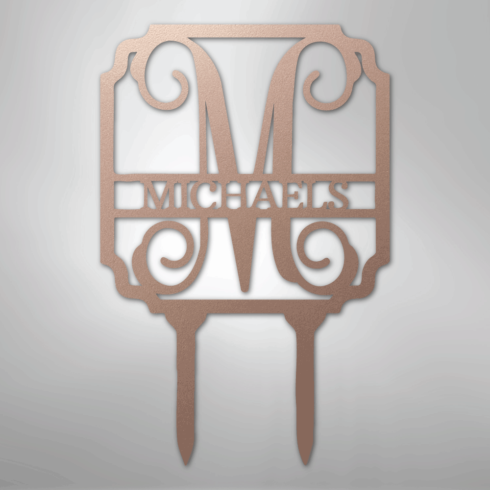 Vine Stake Monogram - Steel Sign