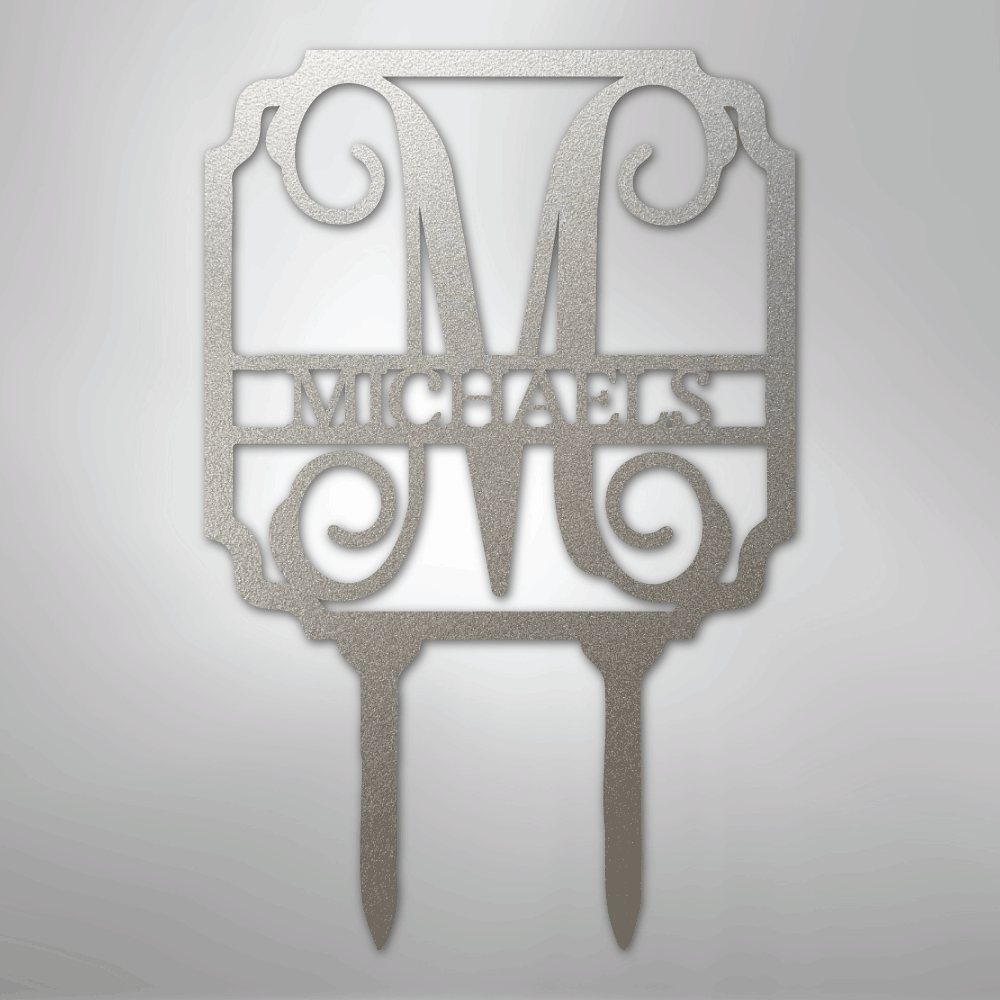 Vine Stake Monogram - Steel Sign