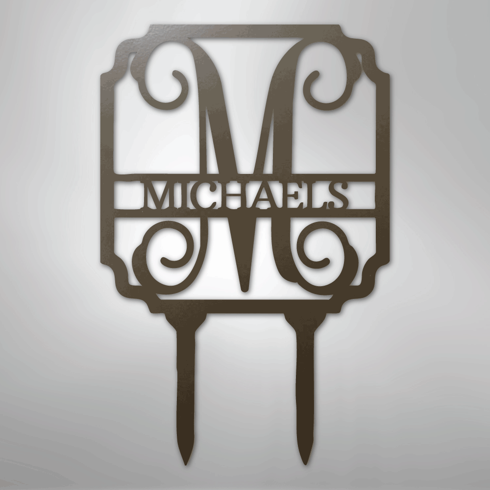 Vine Stake Monogram - Steel Sign