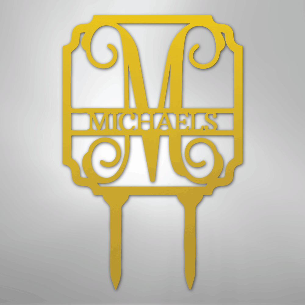 Vine Stake Monogram - Steel Sign