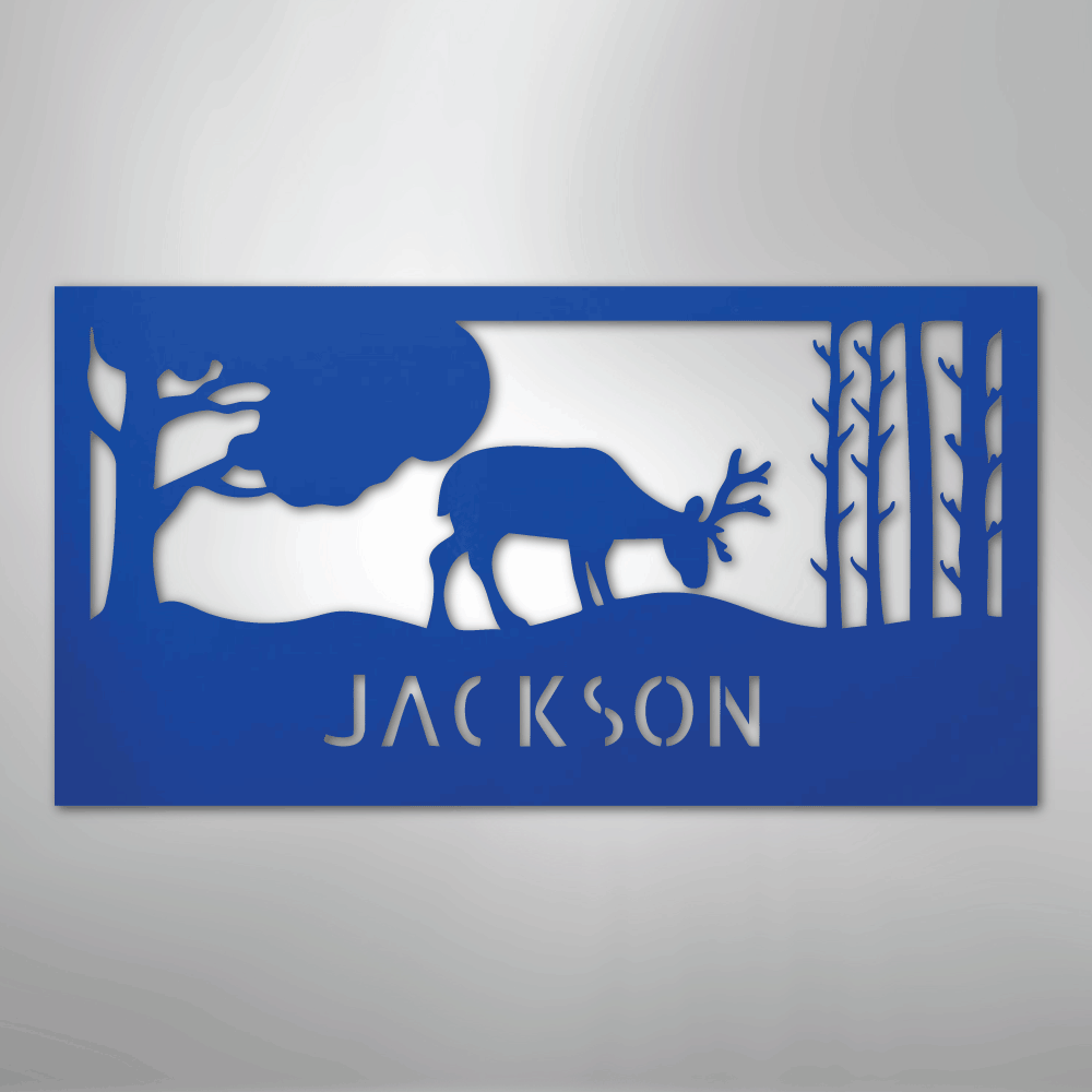 Grazing Deer Monogram- Steel Sign