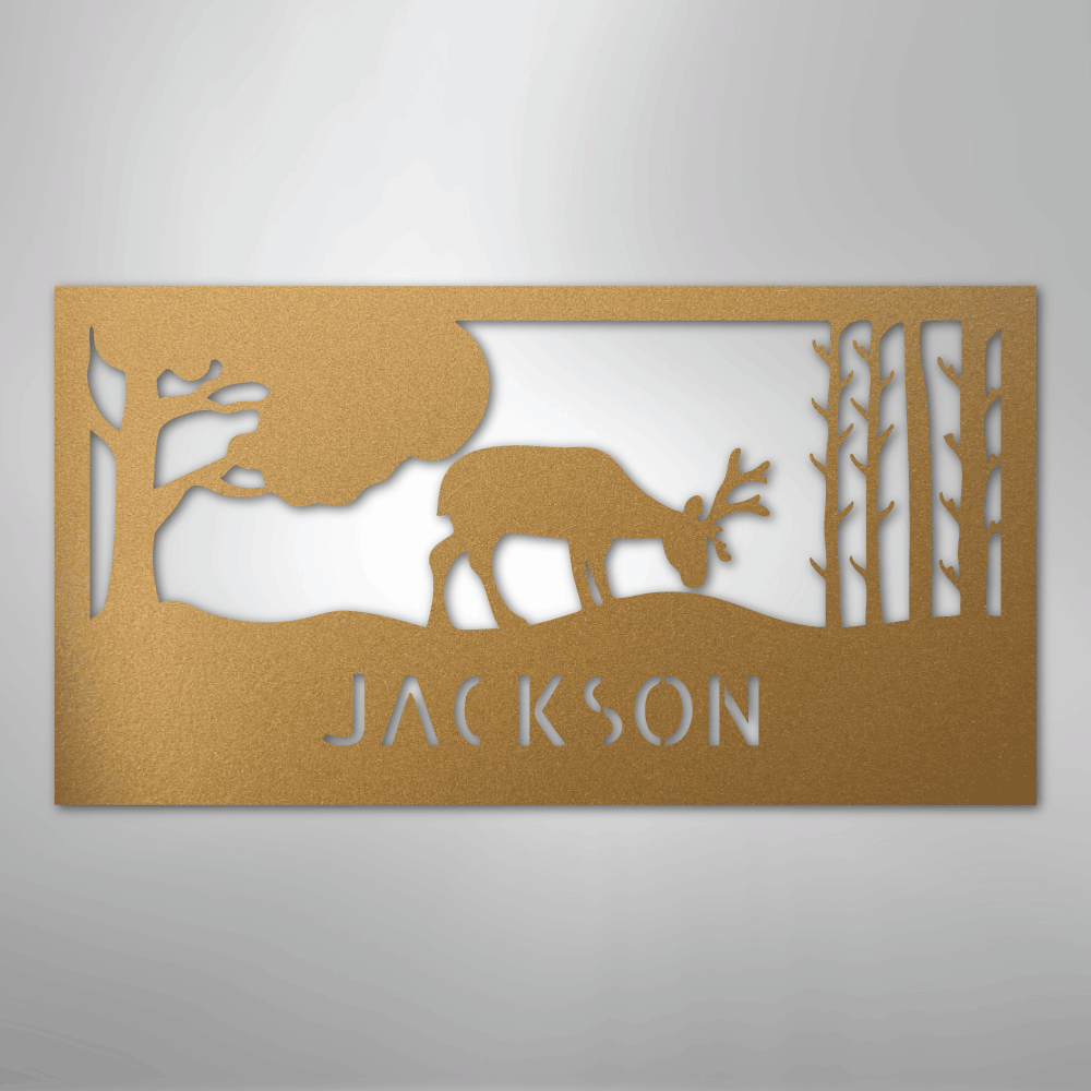 Grazing Deer Monogram- Steel Sign