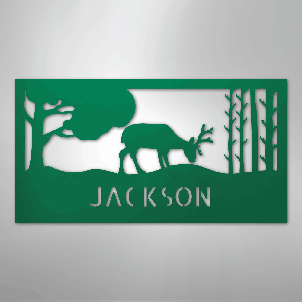 Grazing Deer Monogram- Steel Sign