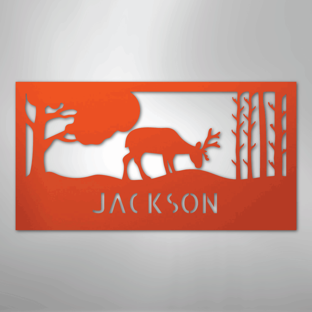 Grazing Deer Monogram- Steel Sign