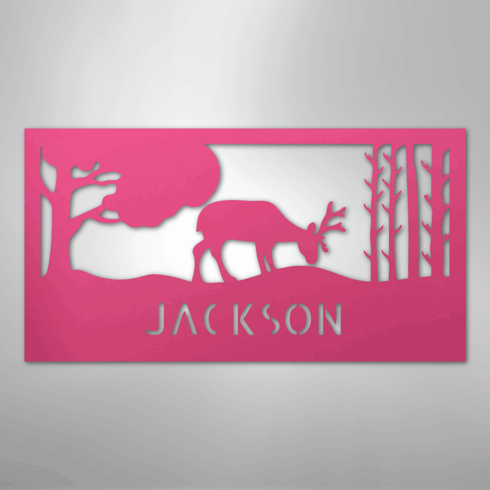 Grazing Deer Monogram- Steel Sign