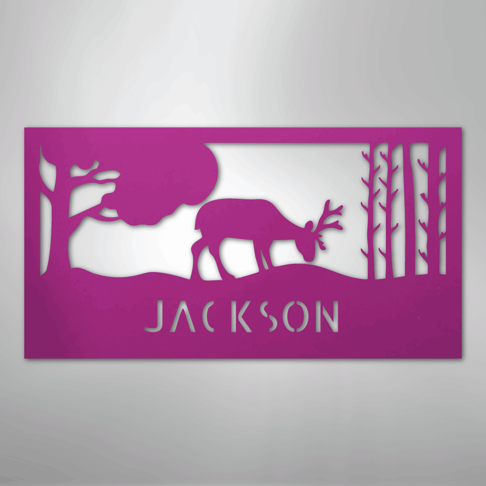 Grazing Deer Monogram- Steel Sign