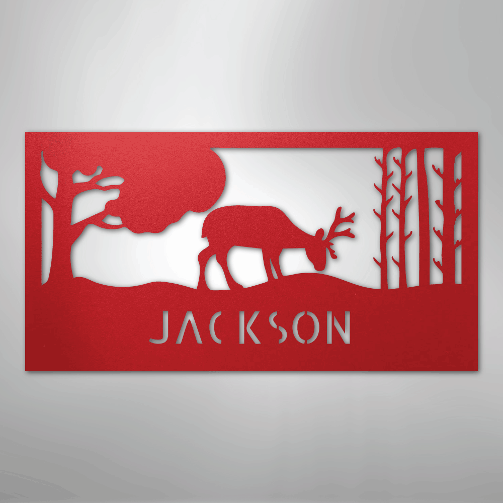 Grazing Deer Monogram- Steel Sign