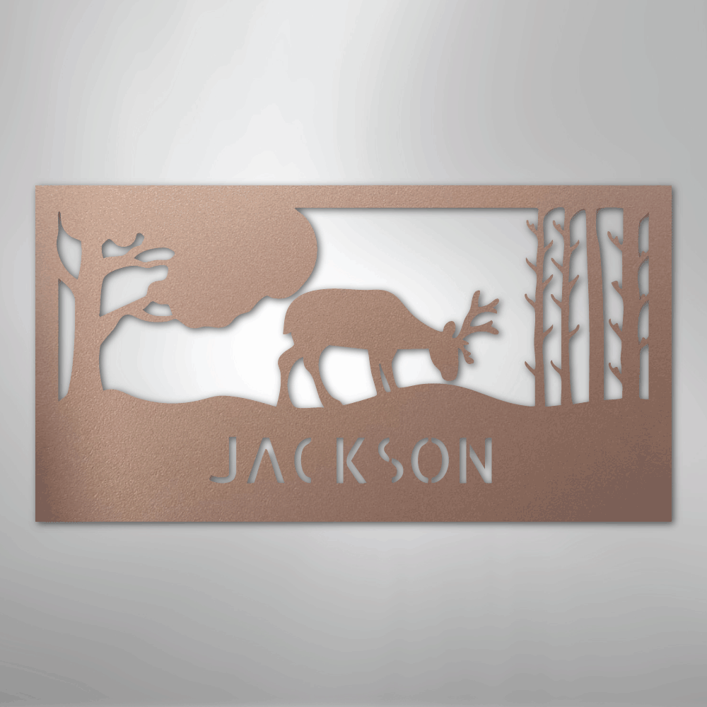 Grazing Deer Monogram- Steel Sign