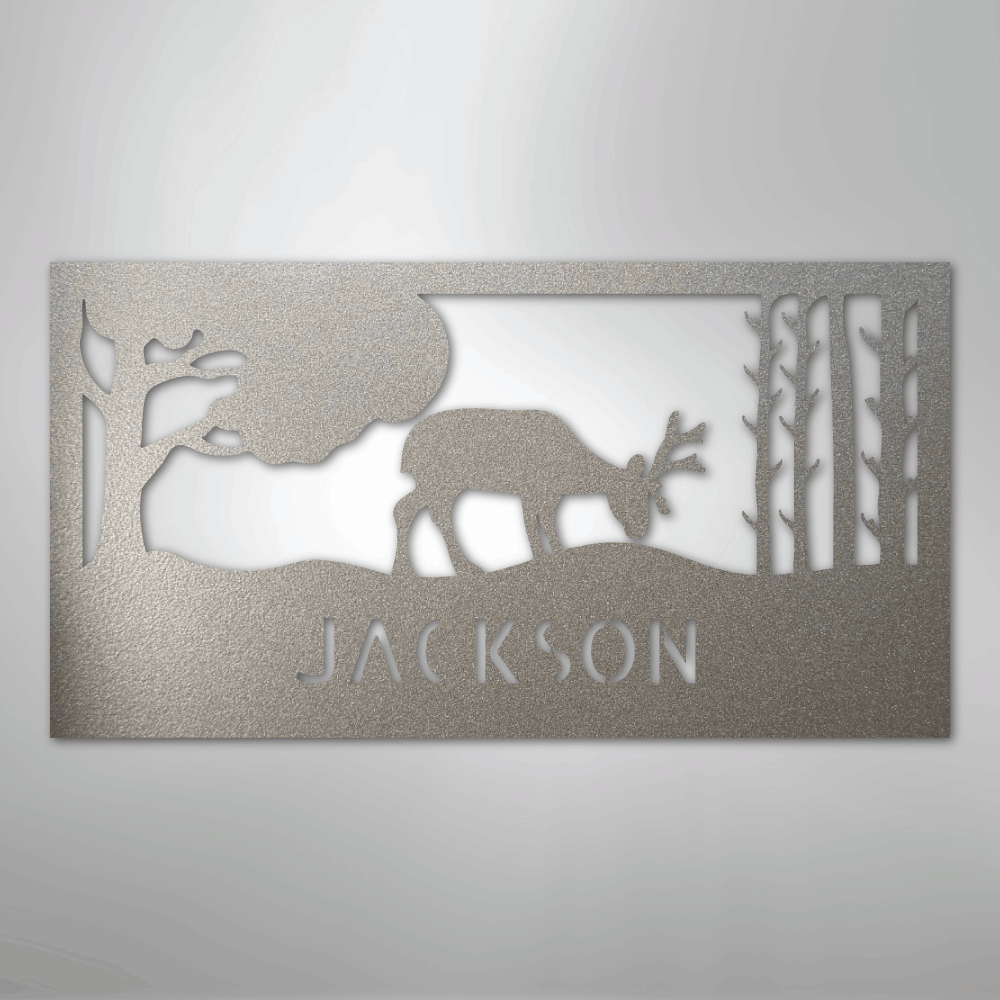 Grazing Deer Monogram- Steel Sign