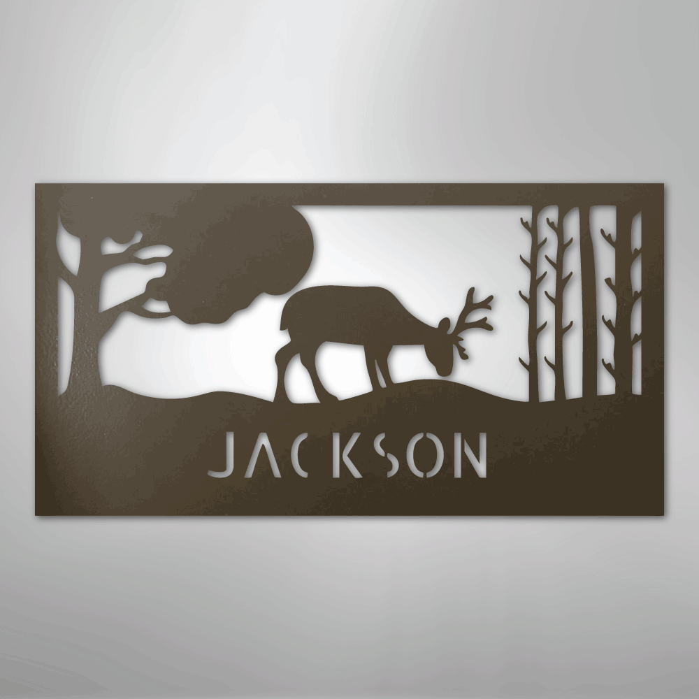 Grazing Deer Monogram- Steel Sign