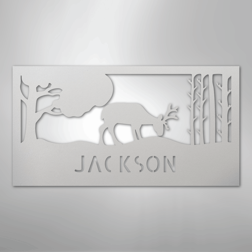Grazing Deer Monogram- Steel Sign