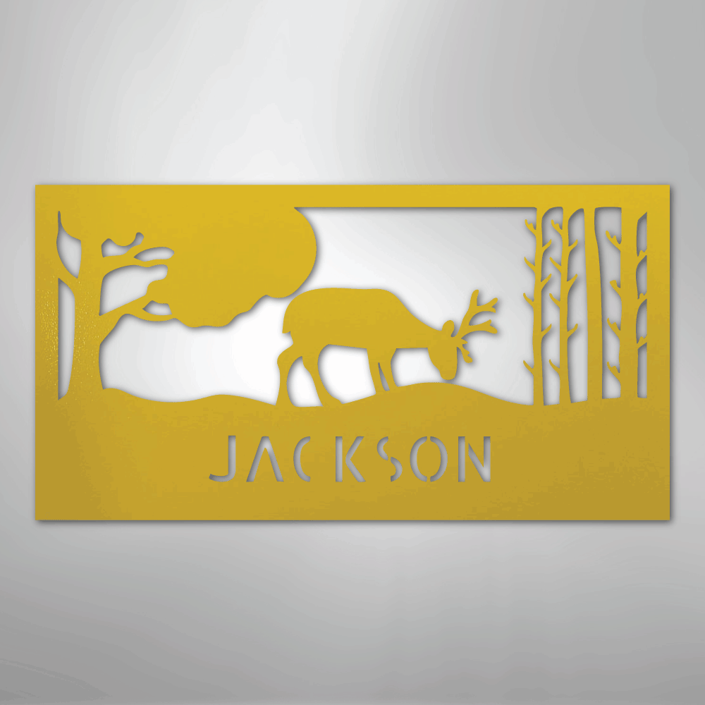Grazing Deer Monogram- Steel Sign