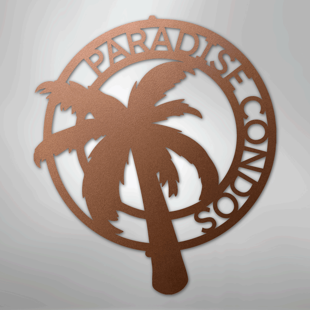 Palm Tree Monogram - Steel Sign