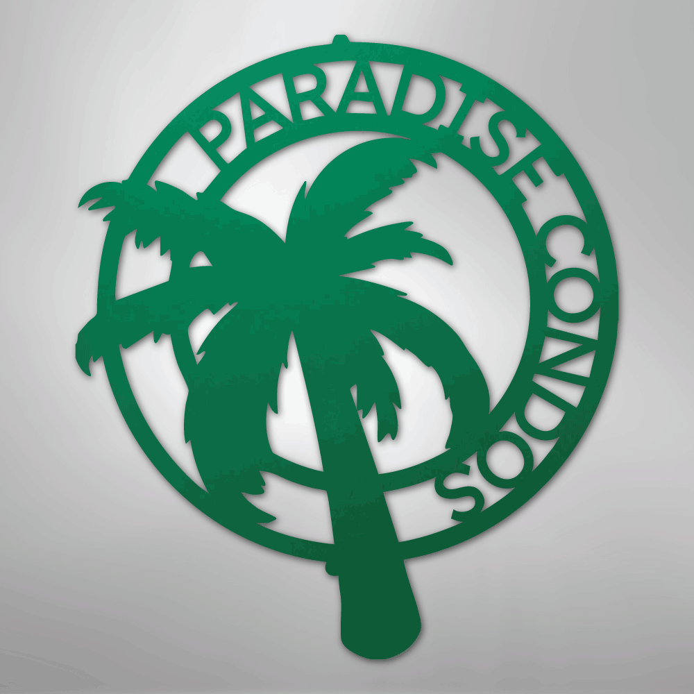 Palm Tree Monogram - Steel Sign