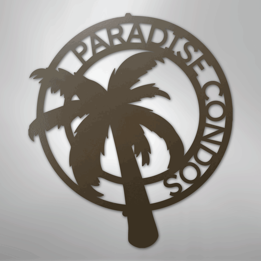 Palm Tree Monogram - Steel Sign