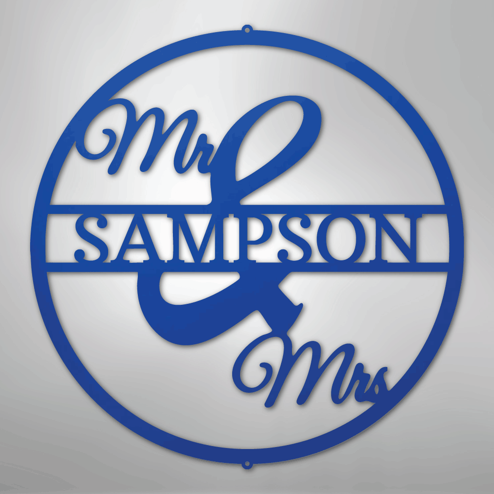 Mr and Mrs Circle Monogram - Steel Sign