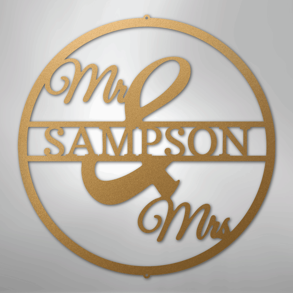 Mr and Mrs Circle Monogram - Steel Sign