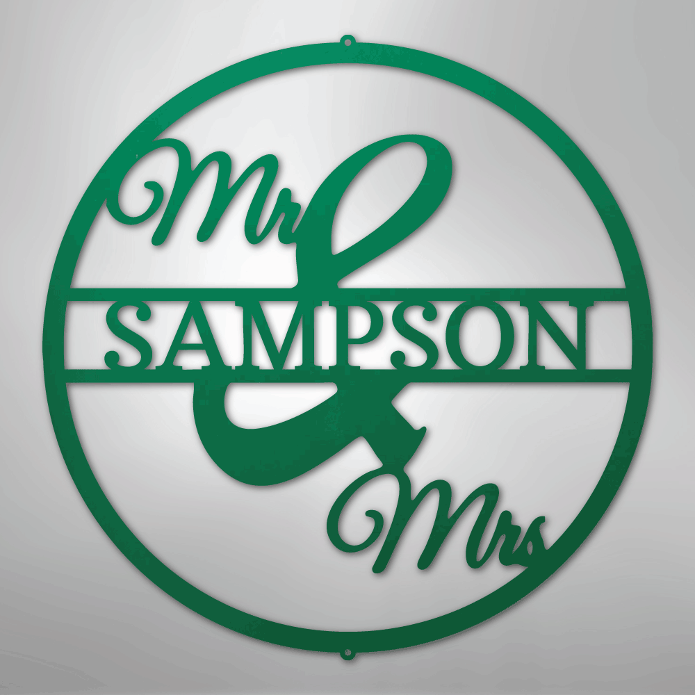 Mr and Mrs Circle Monogram - Steel Sign