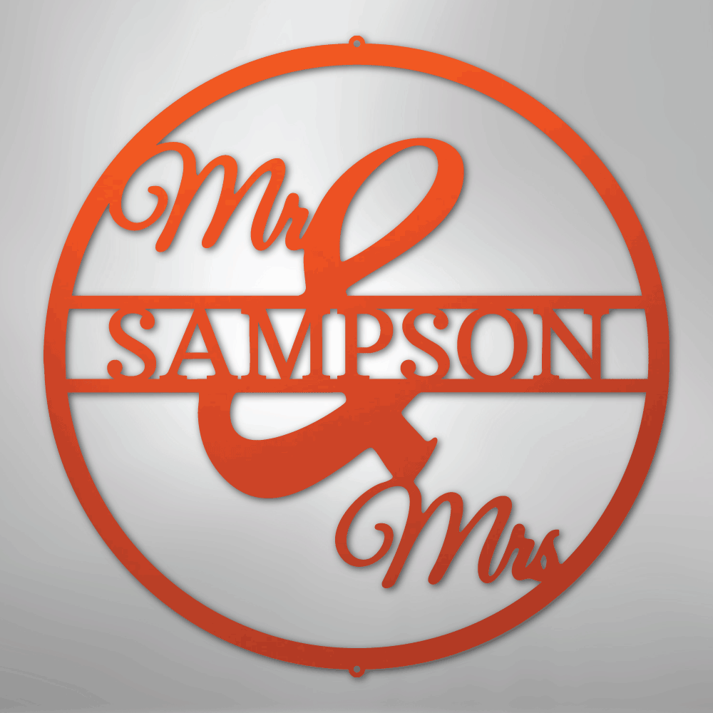 Mr and Mrs Circle Monogram - Steel Sign