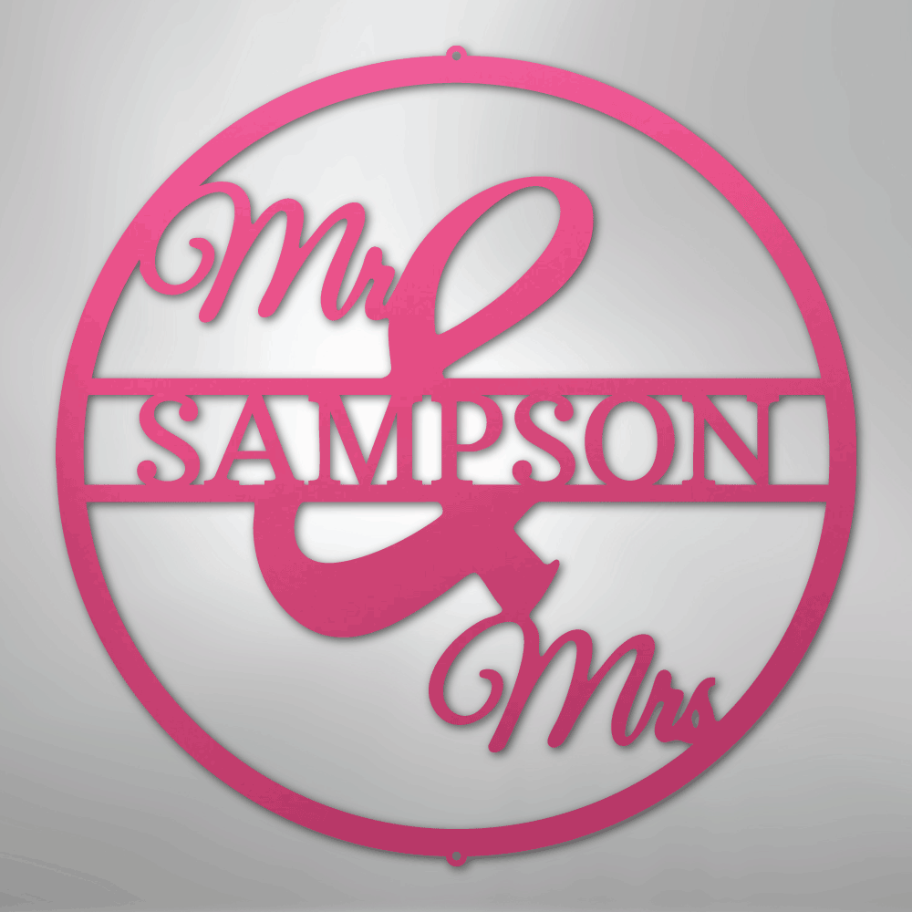 Mr and Mrs Circle Monogram - Steel Sign
