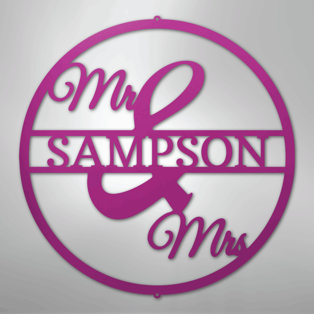 Mr and Mrs Circle Monogram - Steel Sign