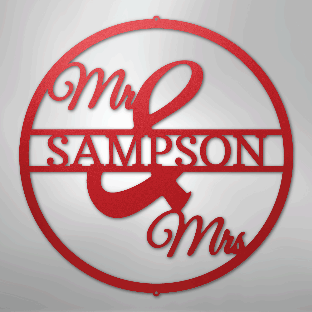Mr and Mrs Circle Monogram - Steel Sign
