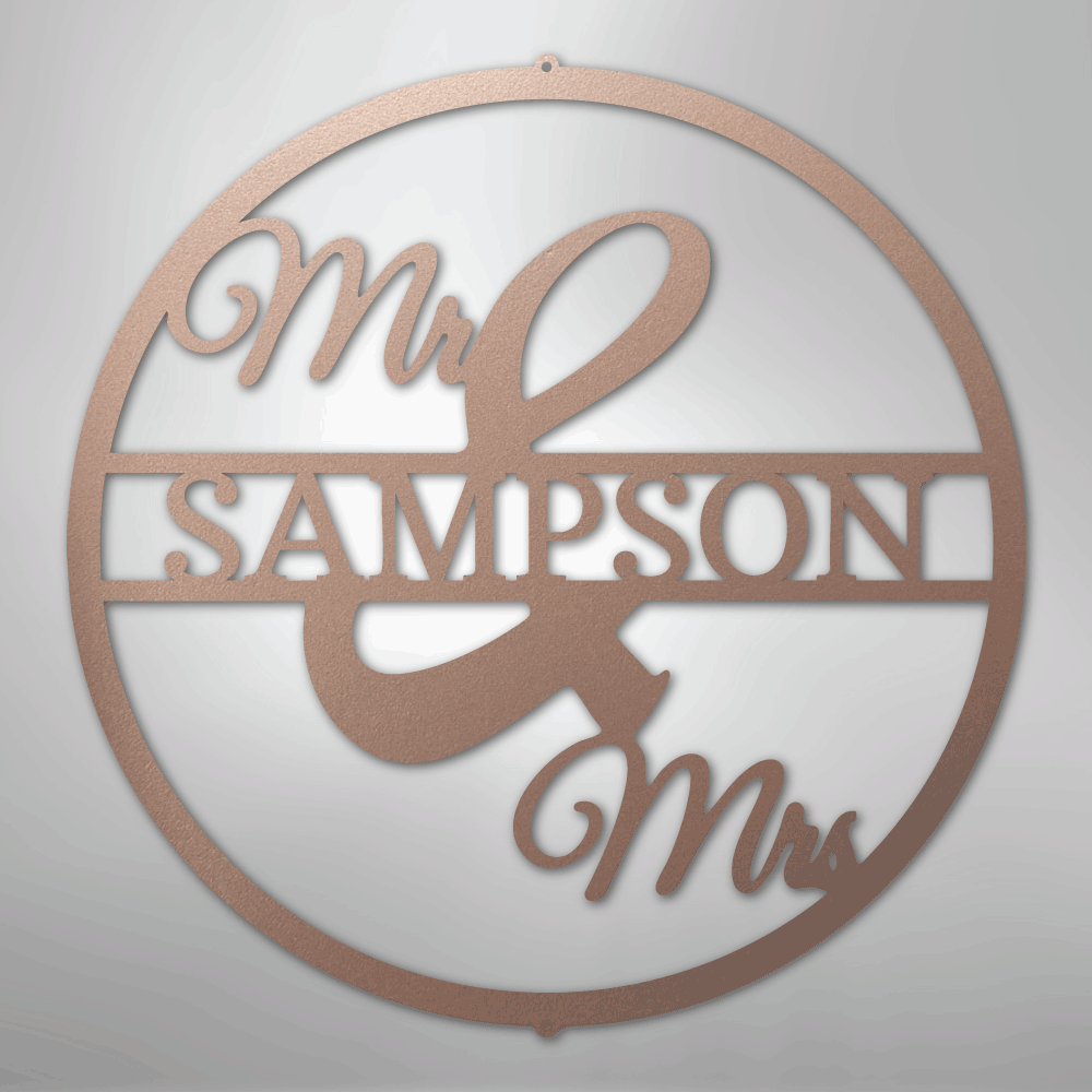 Mr and Mrs Circle Monogram - Steel Sign