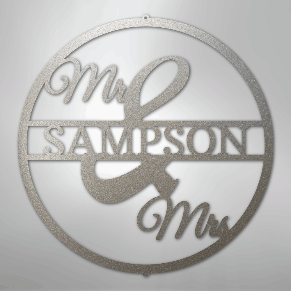 Mr and Mrs Circle Monogram - Steel Sign