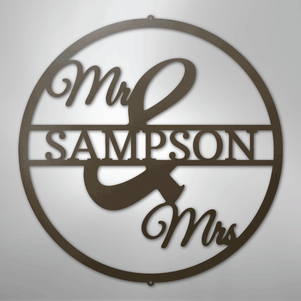 Mr and Mrs Circle Monogram - Steel Sign