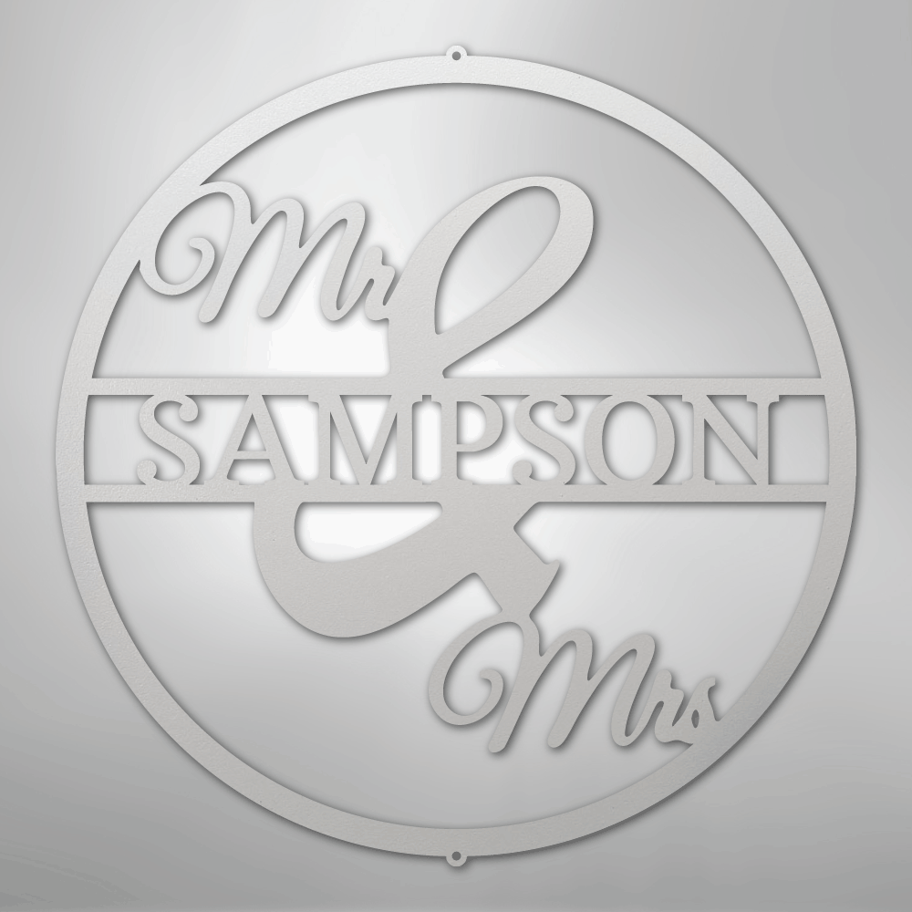 Mr and Mrs Circle Monogram - Steel Sign