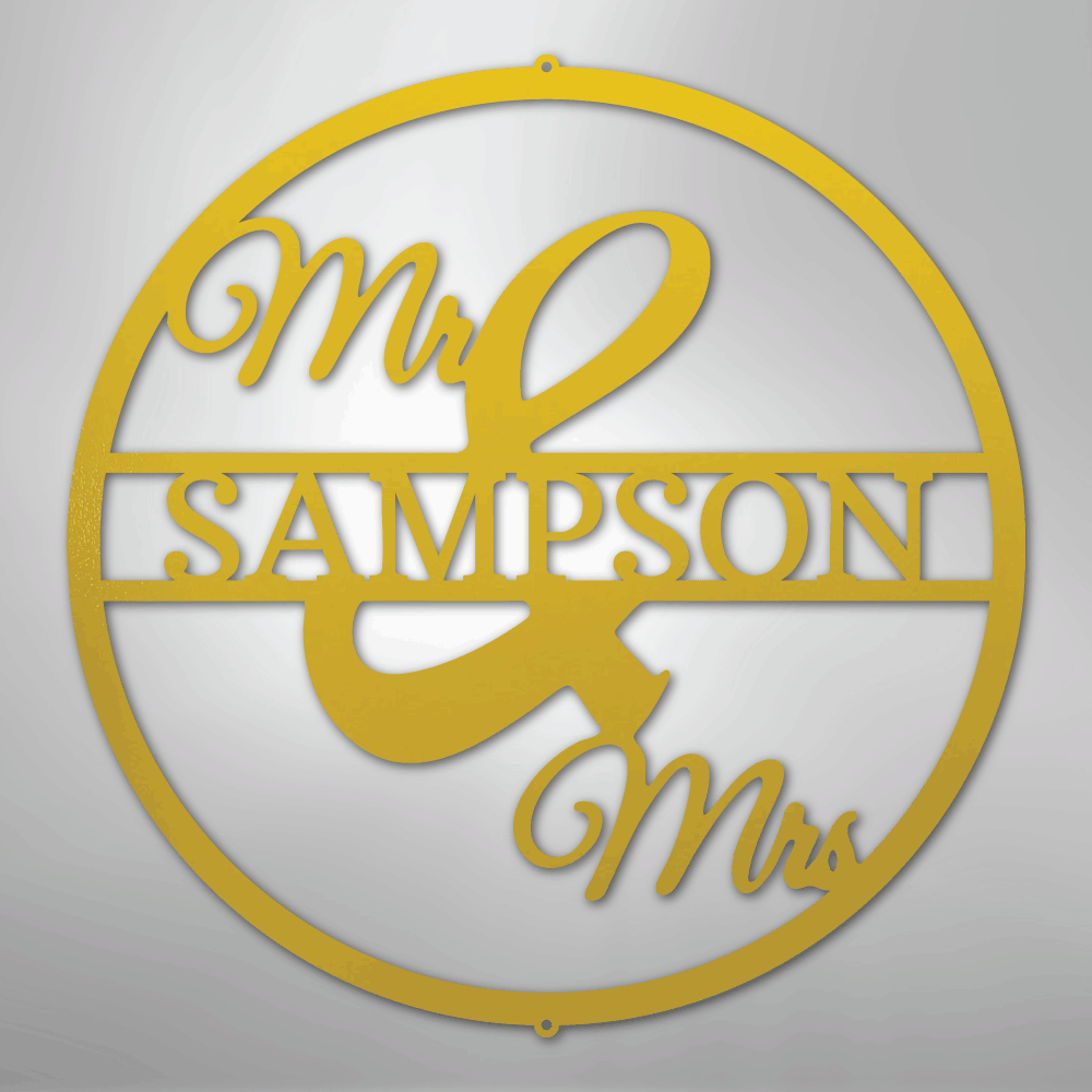 Mr and Mrs Circle Monogram - Steel Sign