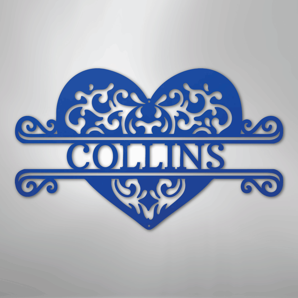 Fancy Heart Monogram - Steel Sign