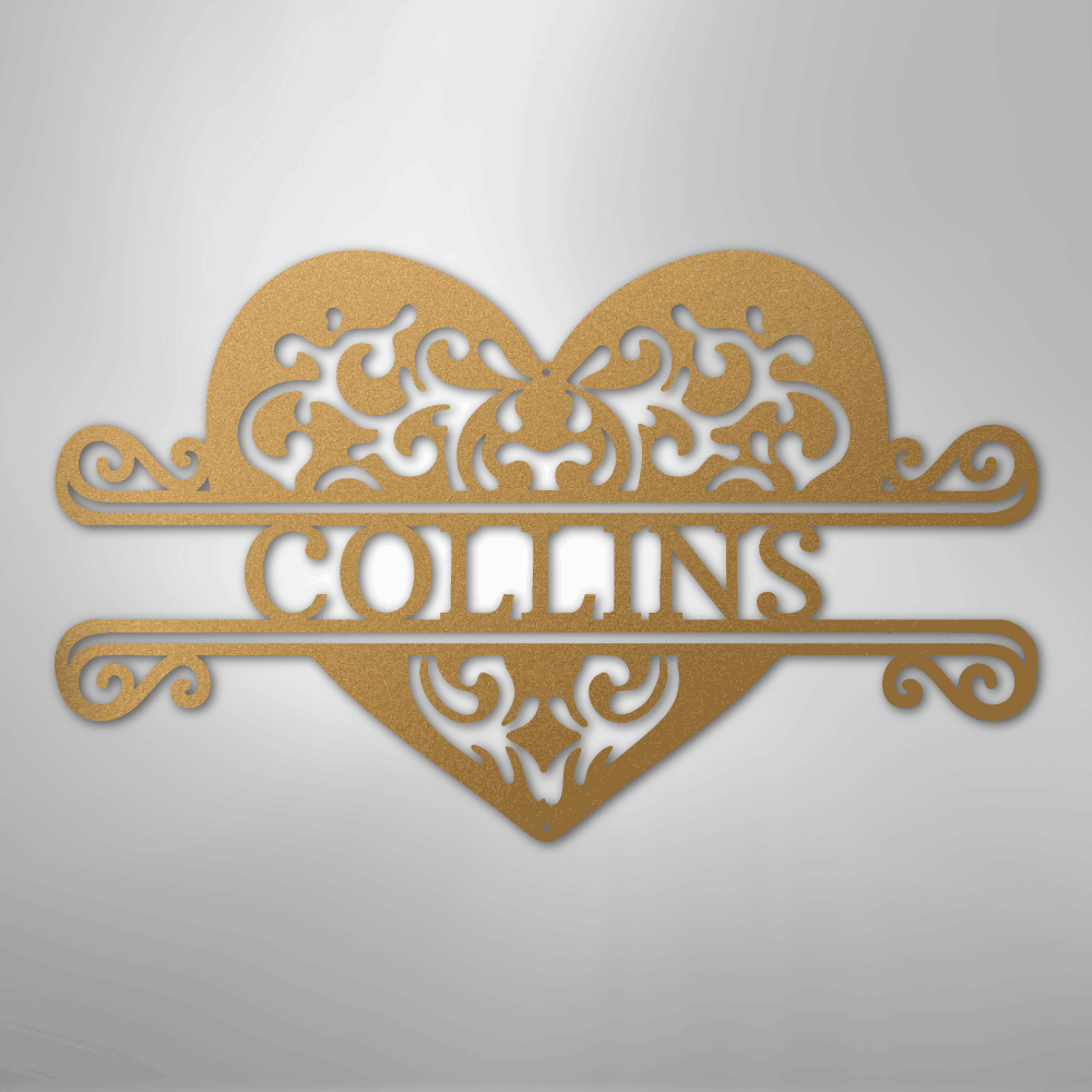 Fancy Heart Monogram - Steel Sign