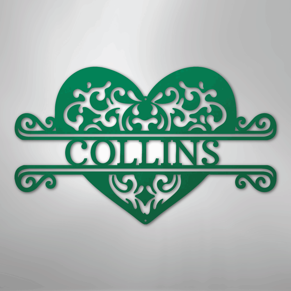 Fancy Heart Monogram - Steel Sign
