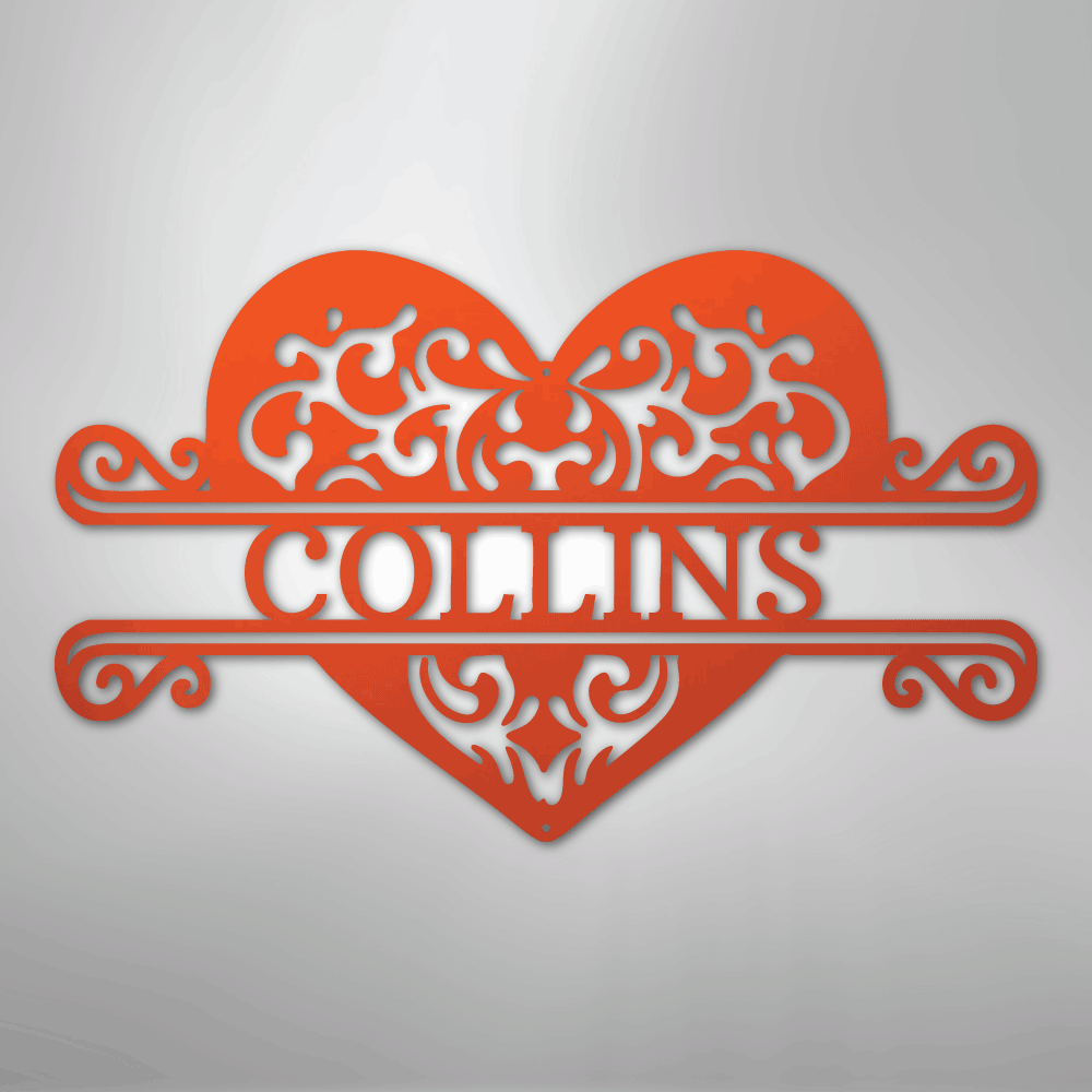 Fancy Heart Monogram - Steel Sign