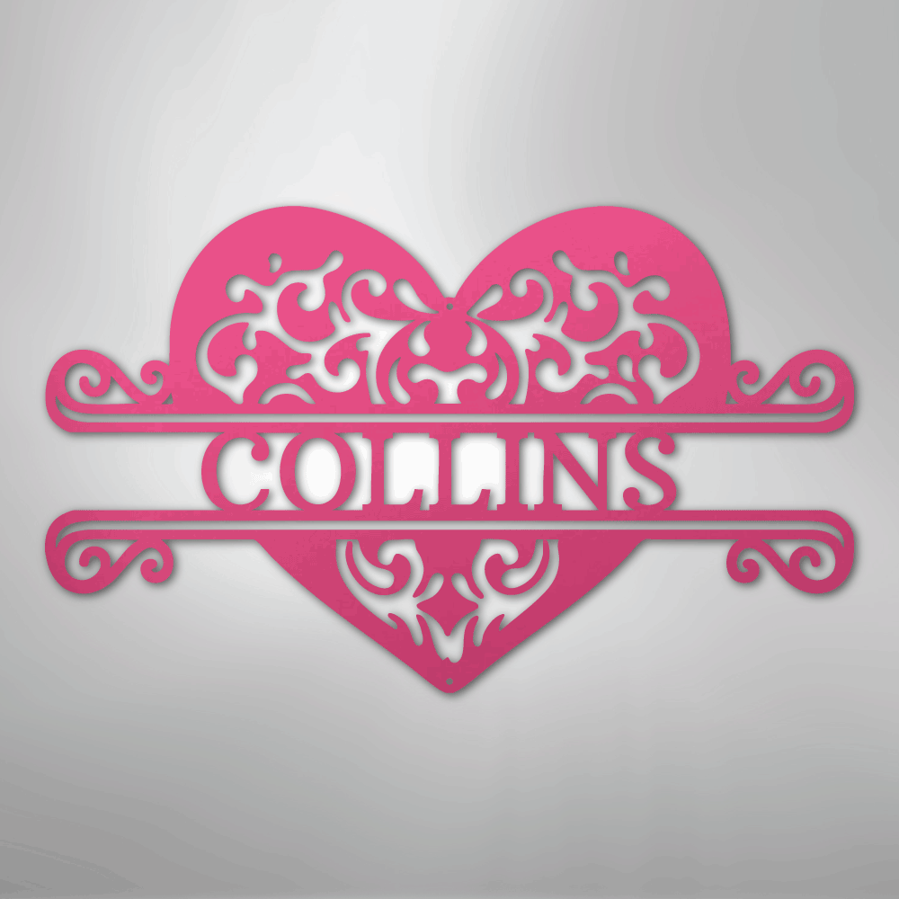 Fancy Heart Monogram - Steel Sign