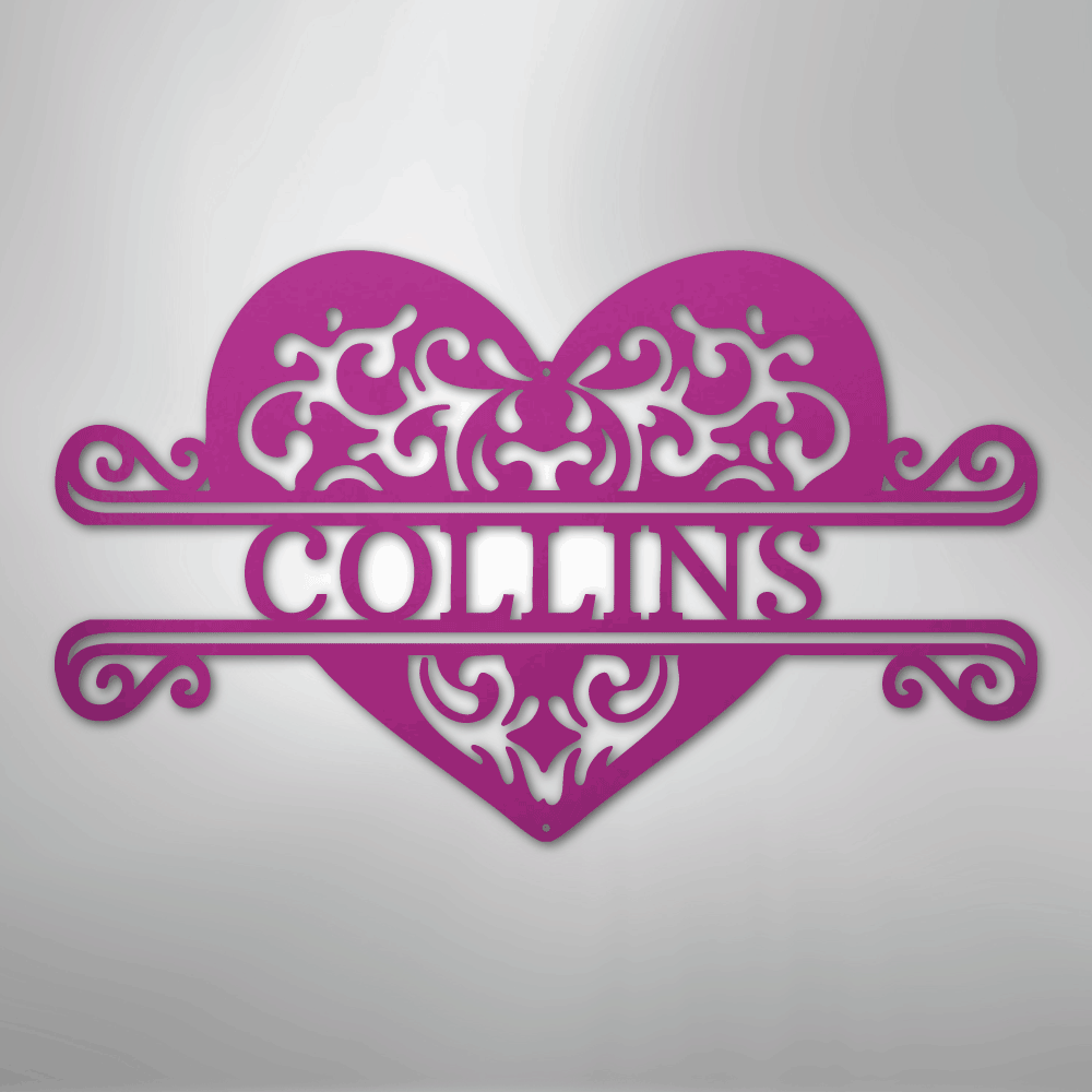 Fancy Heart Monogram - Steel Sign